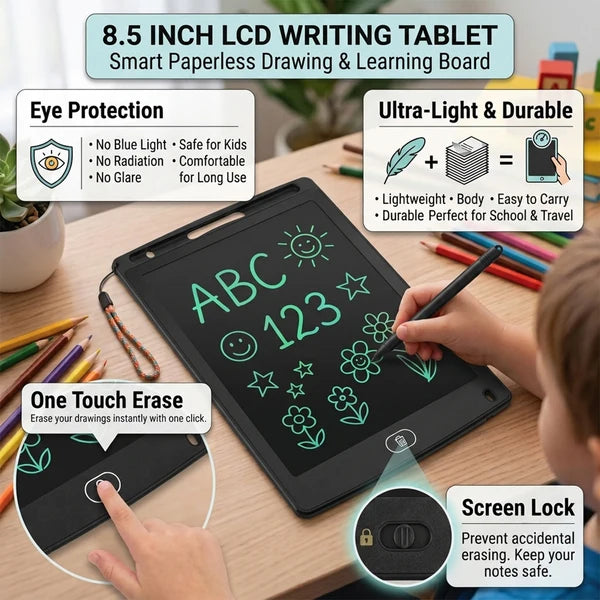 8.5-Inch LCD Writing Tablet for Kids – Reusable Digital Drawing Pad for Writing, Drawing & Learning | Mess-Free Creative Play
